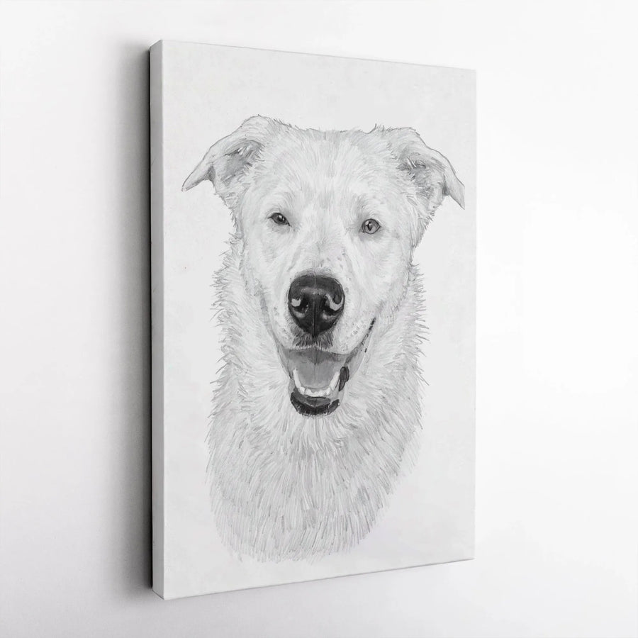 Dog Portrait Canvas Wall Art | Realistic Pencil Sketch Style | Gallery Quality 1.25" Thick Canvas | Unique Gift for Dog Lovers & Pet Owners
