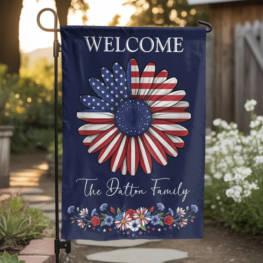 Patriotic Sunflower Garden Flag | American Flag Welcome Sign for Yard | Premium Weather Resistant Polyester | 4th of July Outdoor Decor Gift