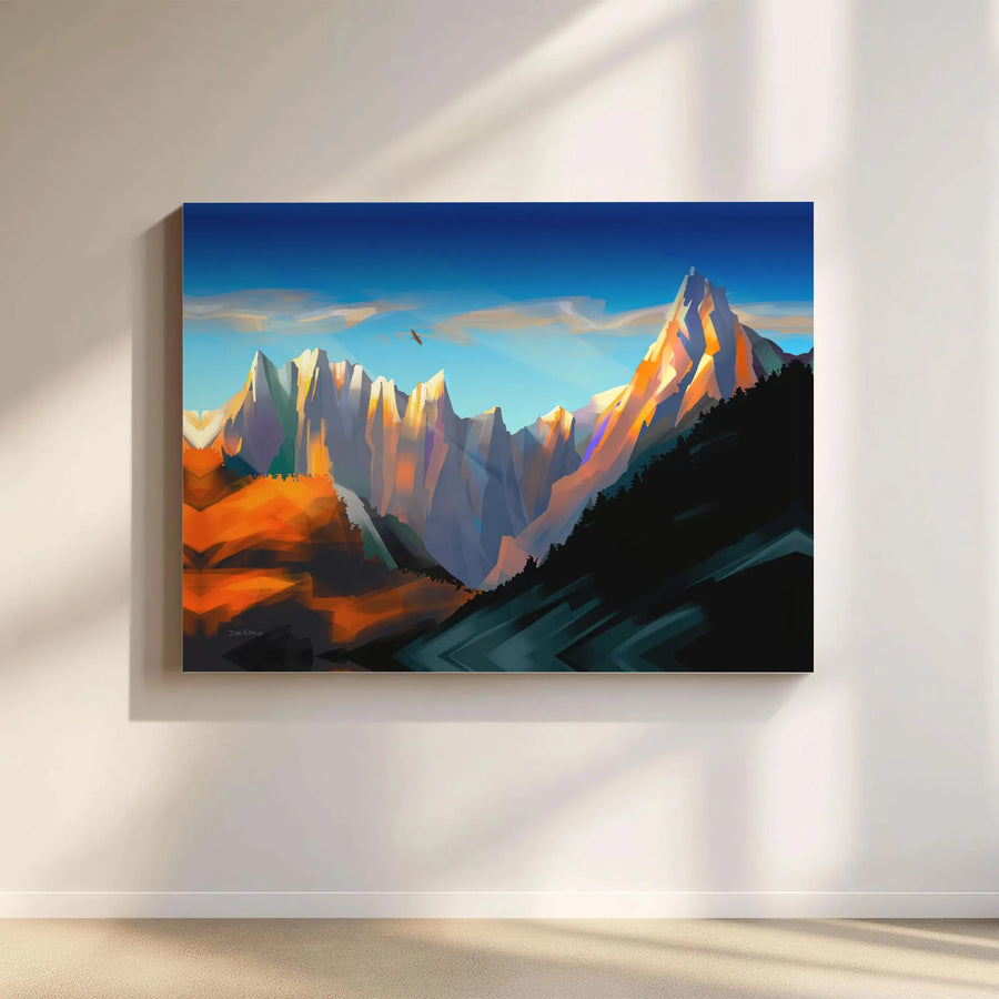 Mountain Sunrise Landscape Canvas Print | Modern Abstract Mountain Wall Art | Premium Gallery Wrap Decor | Nature Lover Gift for Home Office