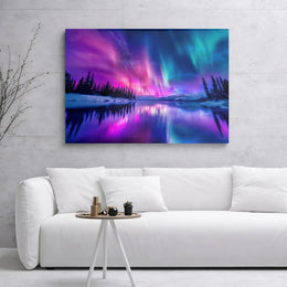 Northern Lights Canvas Wall Art | Vibrant Aurora Borealis Landscape | Gallery Wrapped 1.25" Depth | Nature Lover Home Decor Gift