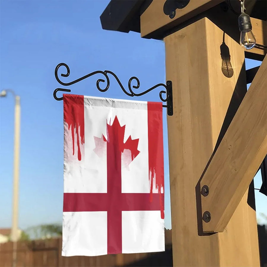 England Canada Friendship Garden Flag | Splatter English Canadian Heritage Design | Double-Sided Premium Polyester Yard Banner | Patriotic House Warming Gift Idea