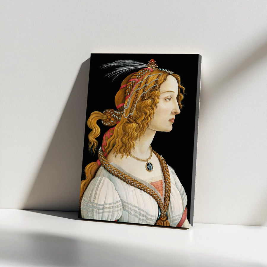 Botticelli Portrait of a Young Woman Canvas Wall Art | Italian Renaissance Painting Print | Premium Gallery Wrap Canvas | Classic Art Home Decor Gift