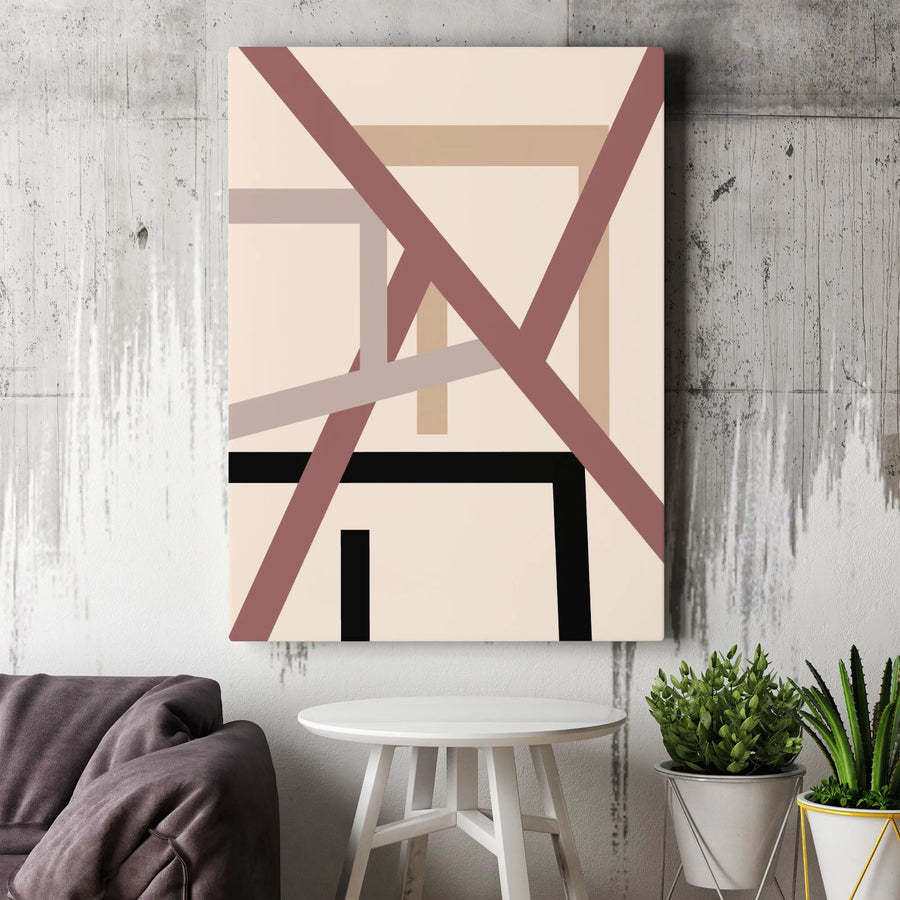 Abstract Geometric Canvas Wall Art | Minimalist Intersecting Lines in Earth Tones | Premium Gallery Wrap Decor | Modern Office & Home Gift