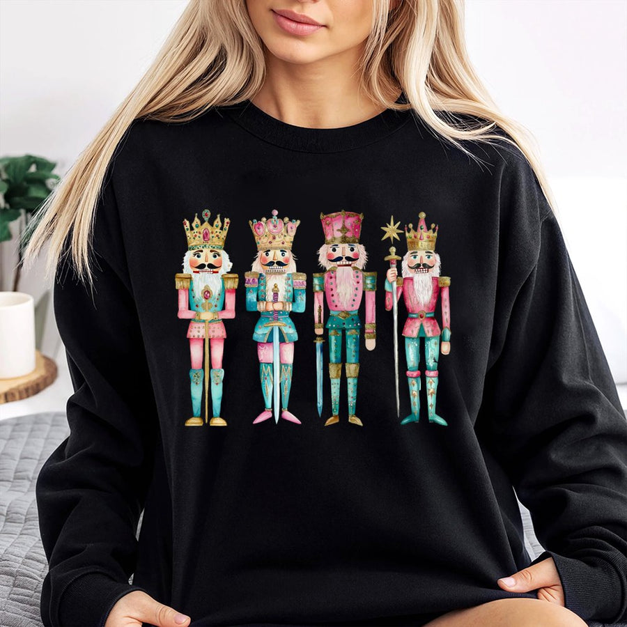 Nutcracker Christmas Sweatshirt | Watercolor Holiday Nutcrackers Design | Premium Cotton Blend | Festive Women Winter Gift