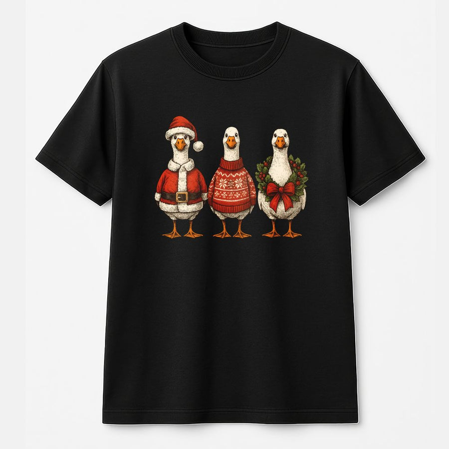 Christmas Goose T-Shirt | Funny Holiday Farm Animal Graphic | 100% Cotton Premium Comfort | Cute Festive Winter Gift for Animal Lovers