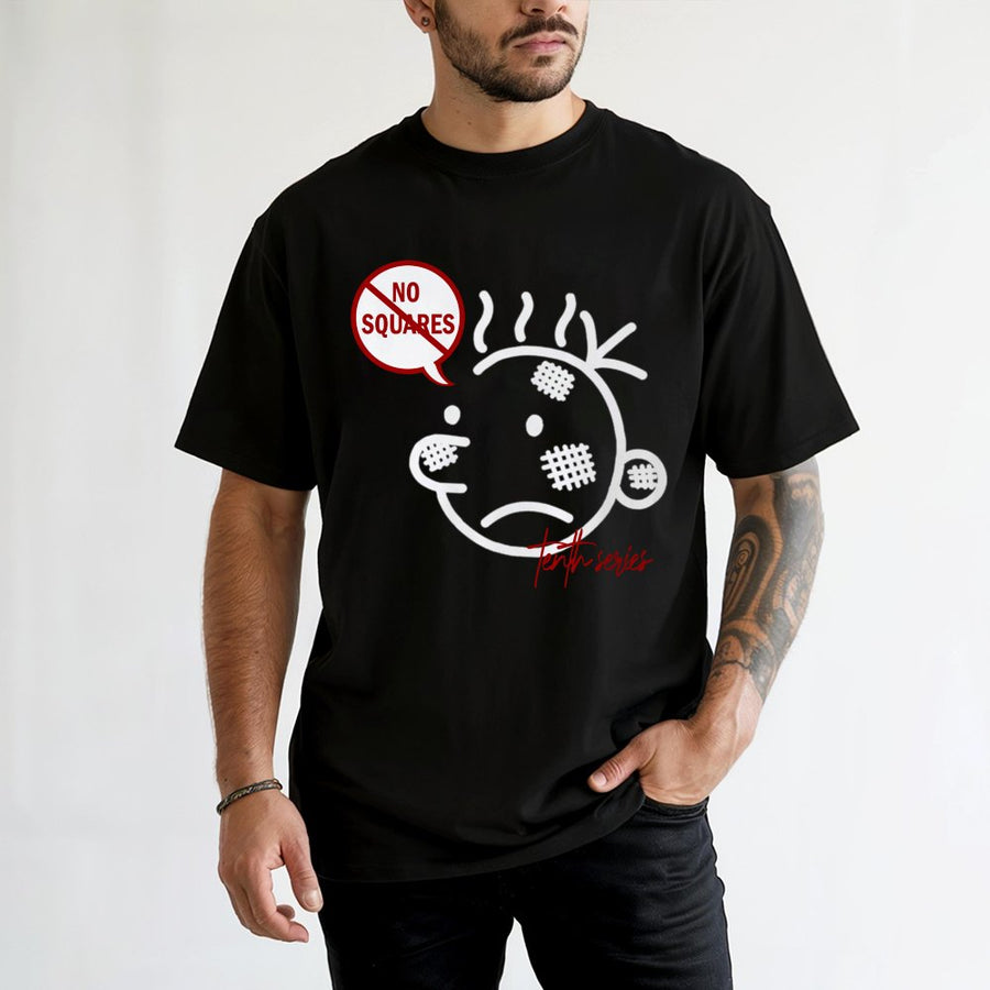 No Squares Graphic T-Shirt | Retro Cartoon Sketch Illustration | 100% Premium Cotton Tee | Funny Gift for Artist or Creative Soul