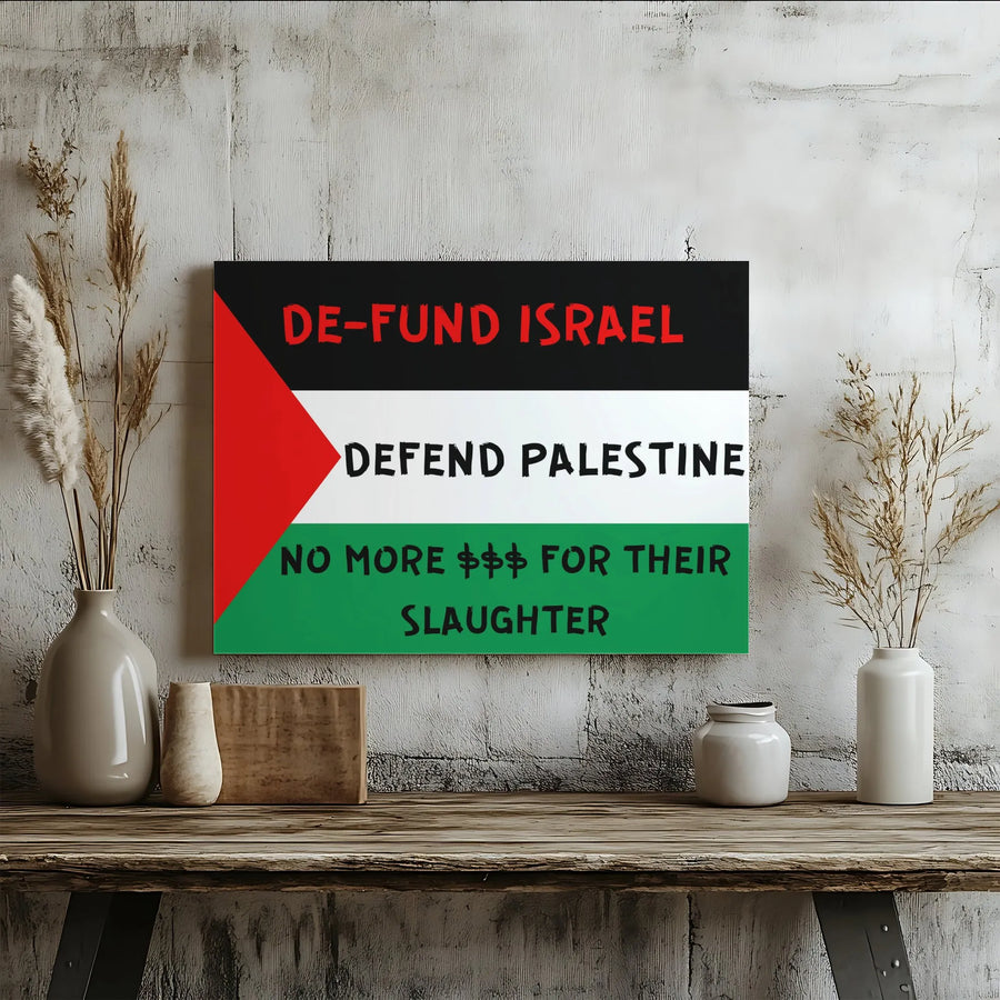 Free Palestine Flag Canvas Wall Art | Defend Palestine Poster | Premium Gallery Wrap Print | Activist Home Decor Gift