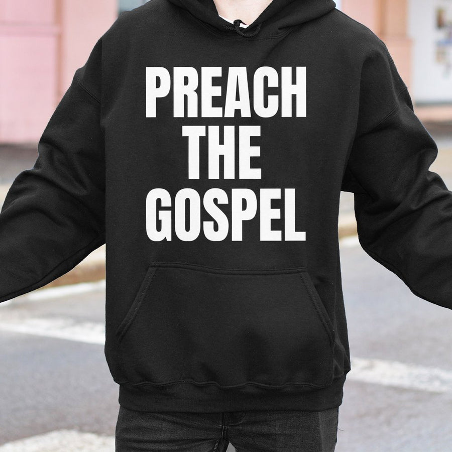 Preach The Gospel Hoodie | Minimalist Christian Faith Statement | Premium Cotton-Blend Graphic Sweatshirt | Religious Gift For Believers