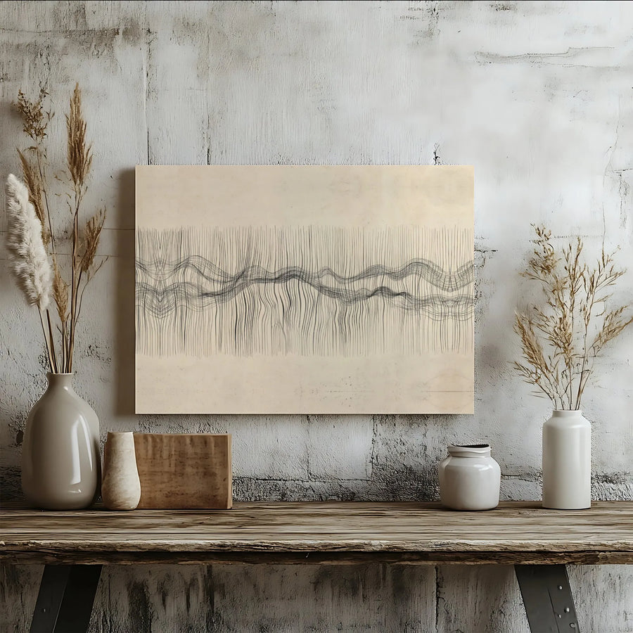 Abstract Soundwave Canvas Art | Minimalist Wavy Line Drawing | Premium Gallery Wrap Canvas | Modern Office Wall Decor Gift