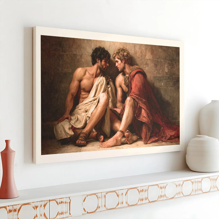 Greek Mythology Gay Art Canvas | Classical Romantic Painting | Premium Fade-Resistant Print | LGBTQ History Home Decor Gift