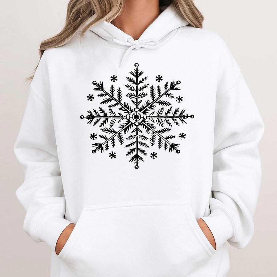 Snowflake Christmas Hoodie | Elegant Winter Pine Tree Design | Premium Cotton Blend | Cozy Holiday Gift for Her