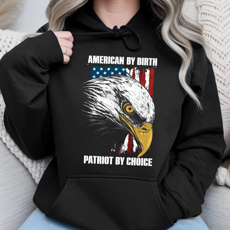 Patriotic Eagle Hoodie | American by Birth Patriot by Choice | USA Flag Crewneck | Gift for Veteran