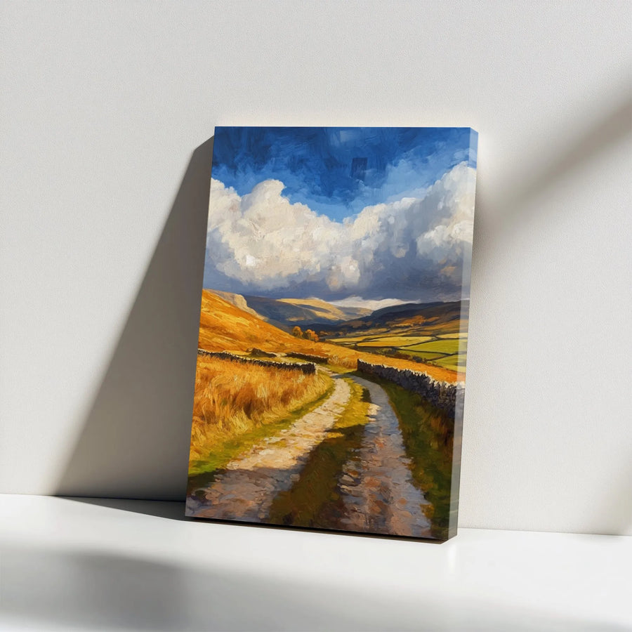 Country Road Canvas Wall Art | Impressionist Landscape Painting | Premium Gallery Wrap Print | Serene Nature Home Decor for Living Room