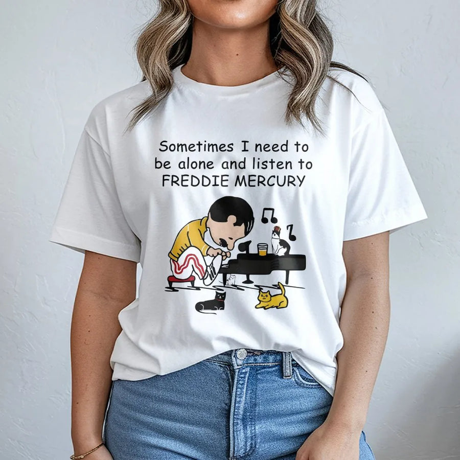 Fredddie Merrcury Piano With Cats T-Shirt, Queen At Wembley Rock Band 60s T-Shirt, Freddie Gifts For Her, We Will Rock You T-Shirt