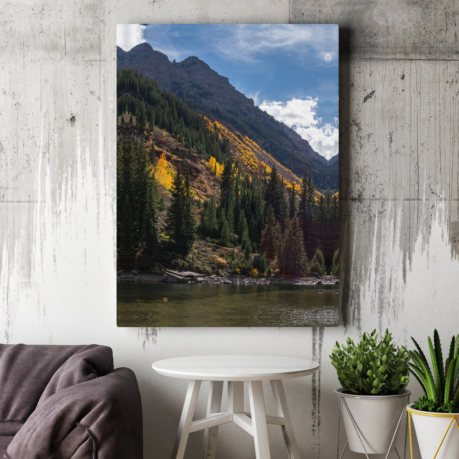 Mountain Landscape Canvas Wall Art | Autumn Aspen Trees Scenery | Premium Gallery Wrapped Canvas | Rustic Home & Cabin Decor Gift
