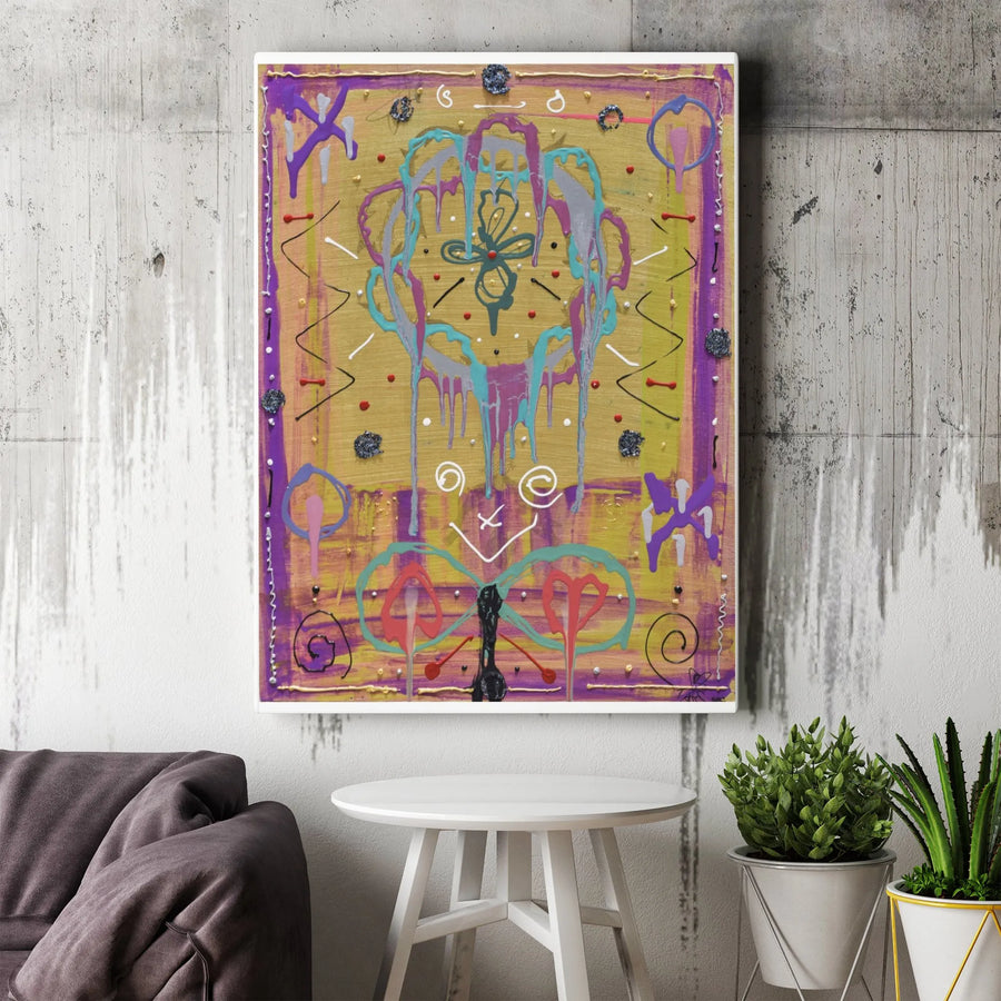 Abstract Graffiti Canvas | Colorful Drip Painting Wall Art | Premium Frameless Print | Modern Home Decor Gift