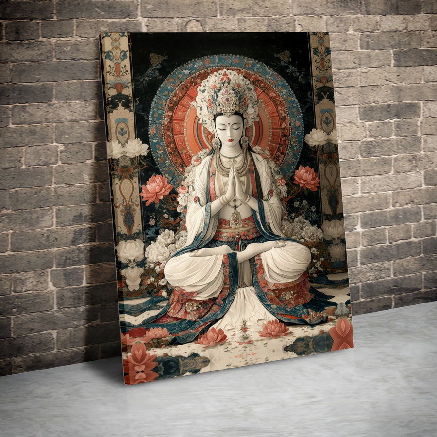 Spiritual Buddha Canvas Wall Art | Vintage Tibetan Thangka Style Print | Premium Gallery Wrap | Zen Decor Gift for Yoga Studio or Meditation Room