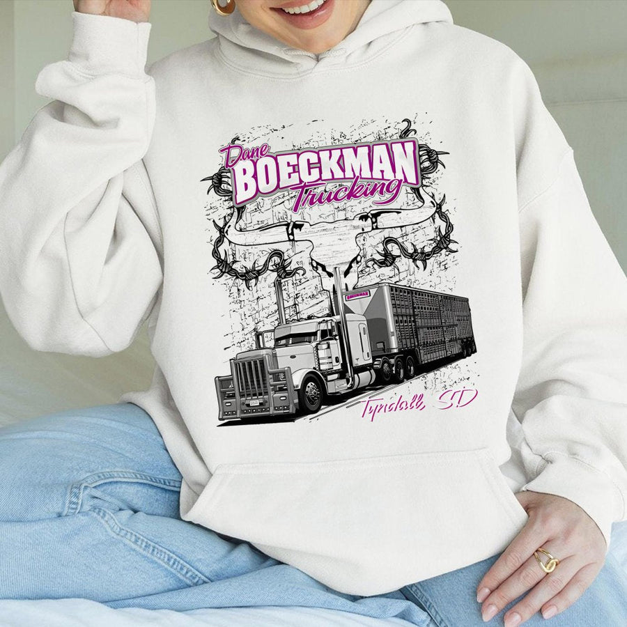Livestock Hauler Hoodie | Western Bull Skull Semi Truck Graphic | Premium Cotton Blend | Gift For Truckers And Cattle Hauling Drivers
