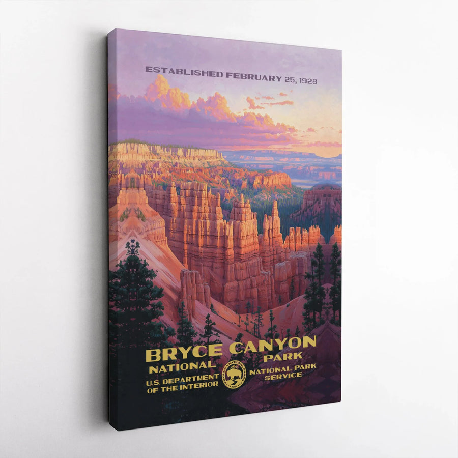 Bryce Canyon National Park Wall Art | Vintage Travel Poster Print | Premium Gallery Wrapped Canvas | National Park Enthusiast Gift