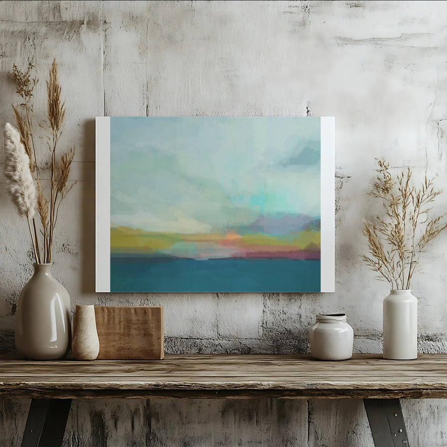 Abstract Seascape Canvas Wall Art | Modern Watercolor Ocean Painting | Premium Gallery Wrapped Canvas | Living Room & Bedroom Decor Gift