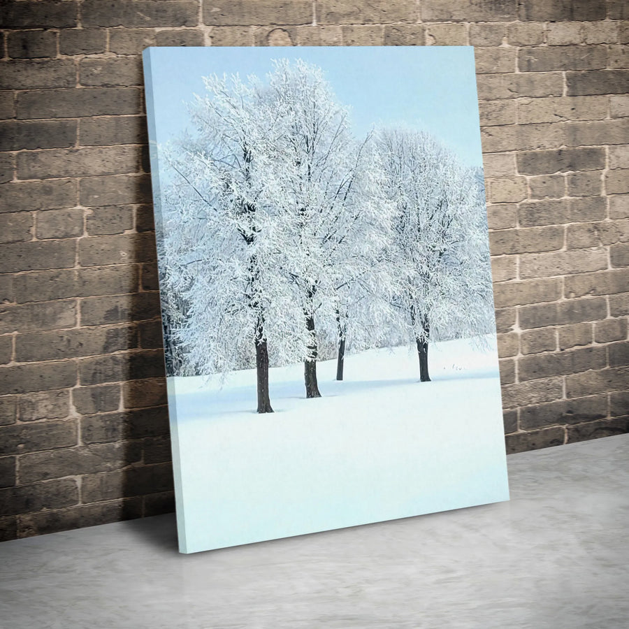 Winter Forest Canvas Print | Snowy Tree Landscape Wall Art | Premium Fade-Resistant Gallery Wrap | Serene Nature Decor For Home Or Office