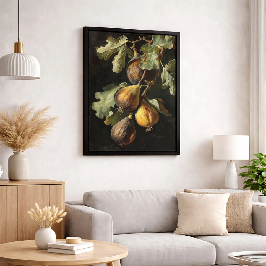 Still Life Fig Painting Canvas | Botanical Fruit Wall Art | Premium Gallery Wrapped Print | Vintage Kitchen & Dining Room Decor Gift