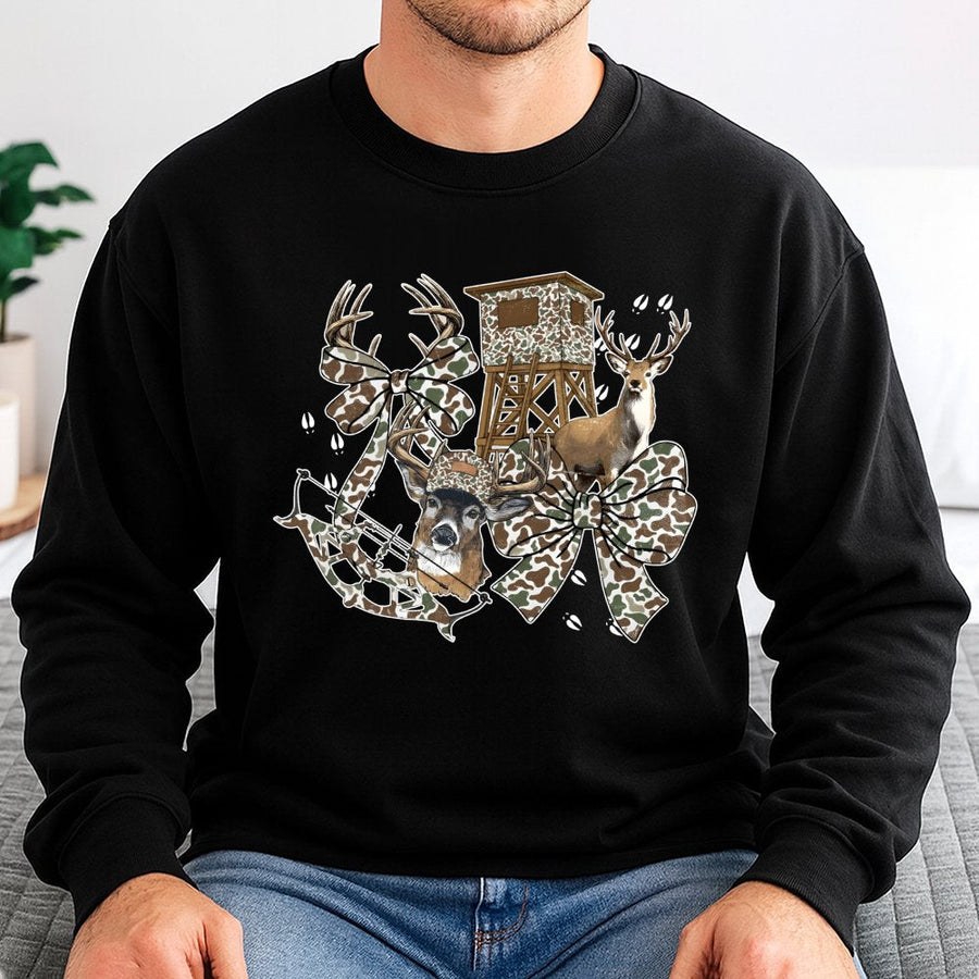 Hunting Season Sweatshirt | Camo Deer Bow Hunting Aesthetic | Premium Cotton Blend | Gift for Hunter Women and Men
