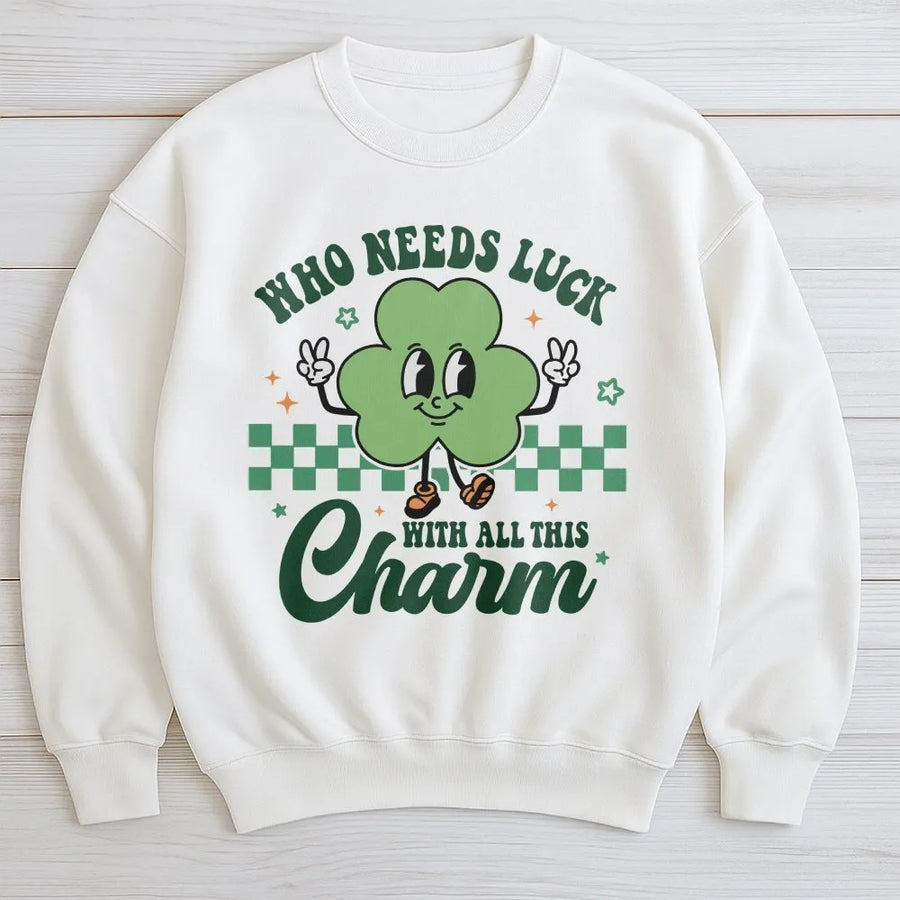St Patrick's Day Sweatshirt | Retro Shamrock Graphic Print | Premium Cotton Blend | Funny Irish Gift For Women And Men