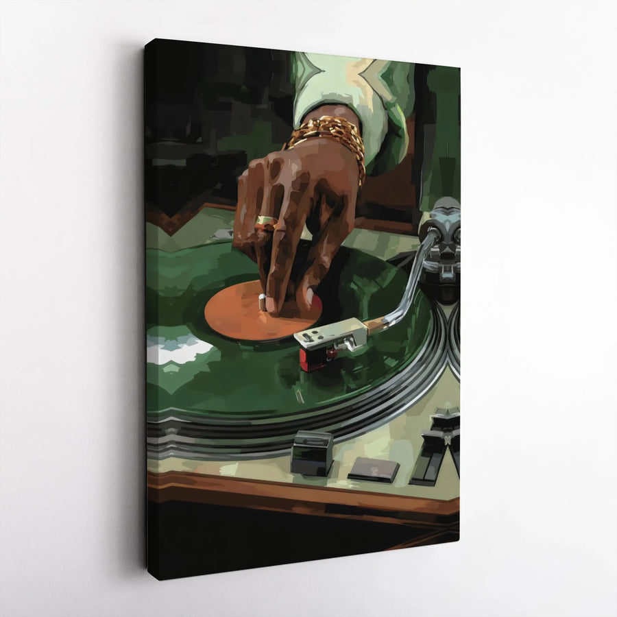 DJ Turntable Canvas Wall Art | Retro Vinyl Record Player Illustration | Premium Gallery Wrap Decor | Music Lover Gift for Studio or Home Office