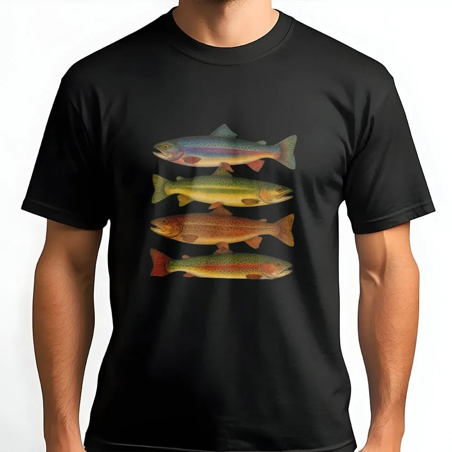 Vintage Trout T-Shirt | Retro Fish Species Illustration | Premium Cotton Tee | Gift for Fisherman & Angler