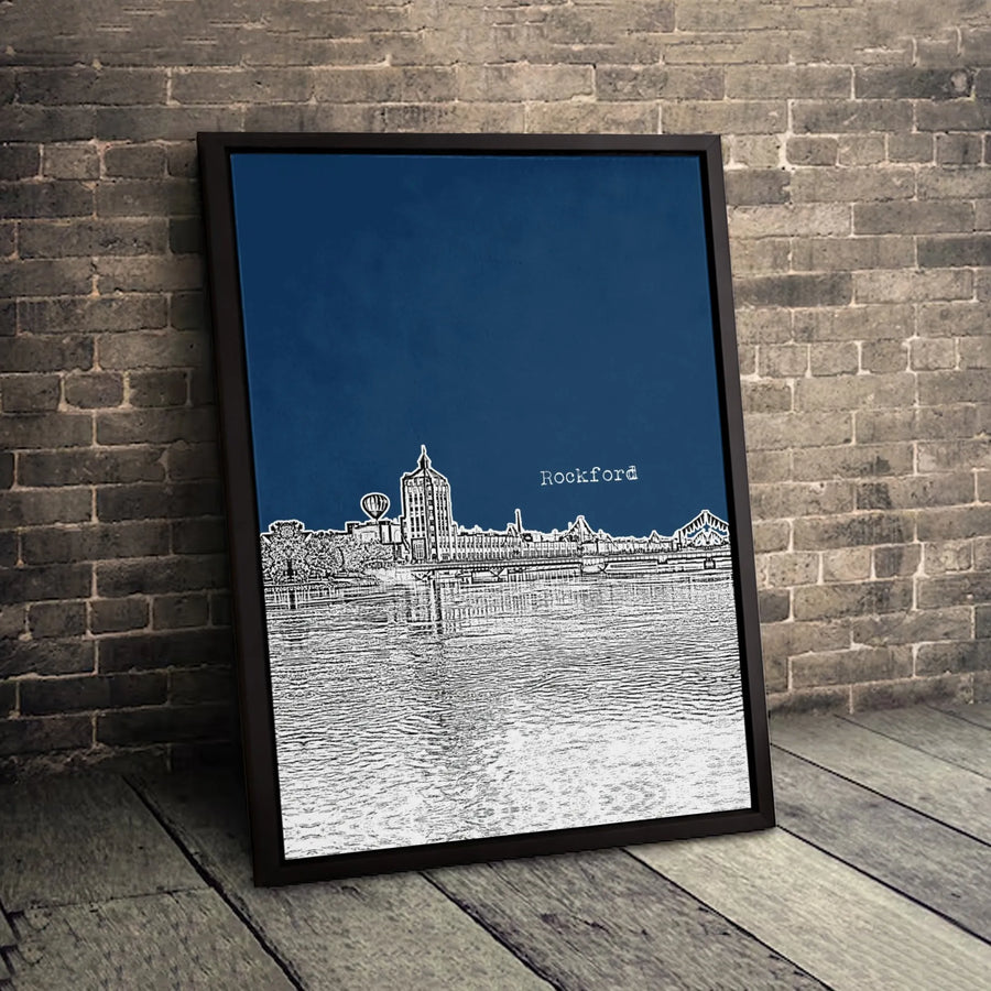 Rockford Skyline Canvas Print | Minimalist City Line Art Wall Decor | 1.25 Inch Gallery Wrap | Home and Office Gift for City Lovers