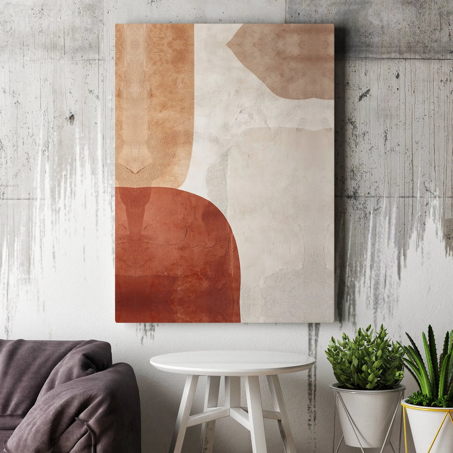 Abstract Earth Tone Canvas Wall Art | Minimalist Plaster Texture Print | Premium Gallery Wrapped Decor | Modern Home and Office Interior Design