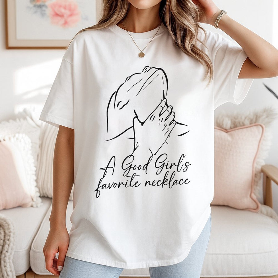 A Good Girl's Favorite Necklace T-Shirt | Minimalist Line Art Aesthetic Graphic | 100% Soft Cotton Premium Tee | Sassy Trendy Gift For Her
