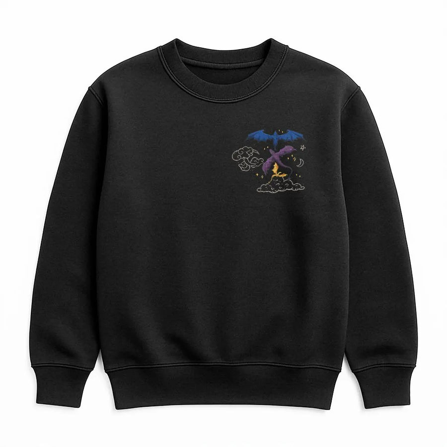 Dragon Sweatshirt | Minimalist Celestial Dragons Pocket Print | Premium Cotton Tee | Gift for Fantasy Lover
