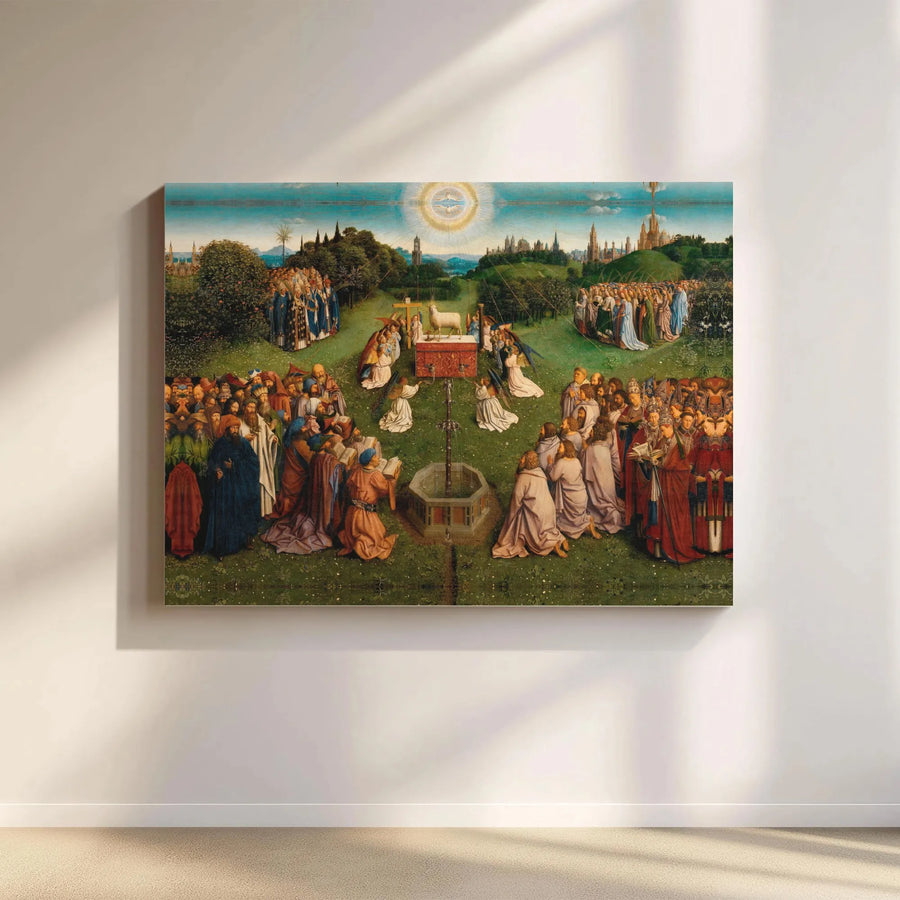 Adoration Of The Mystic Lamb Canvas Art | Ghent Altarpiece Reproduction | Premium Gallery Wrap Print | Renaissance Religious Wall Decor Gift