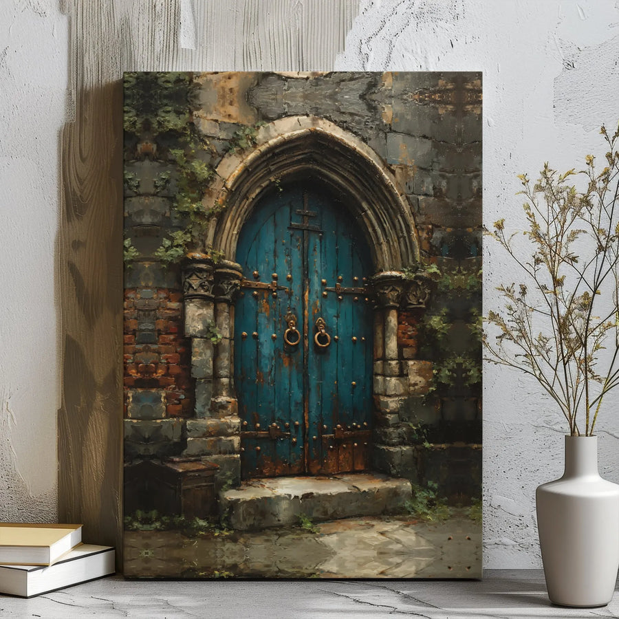 Gothic Church Door Canvas Wall Art | Moody Vintage Architecture Print | Premium Gallery Wrapped Decor | Gift for History Lovers