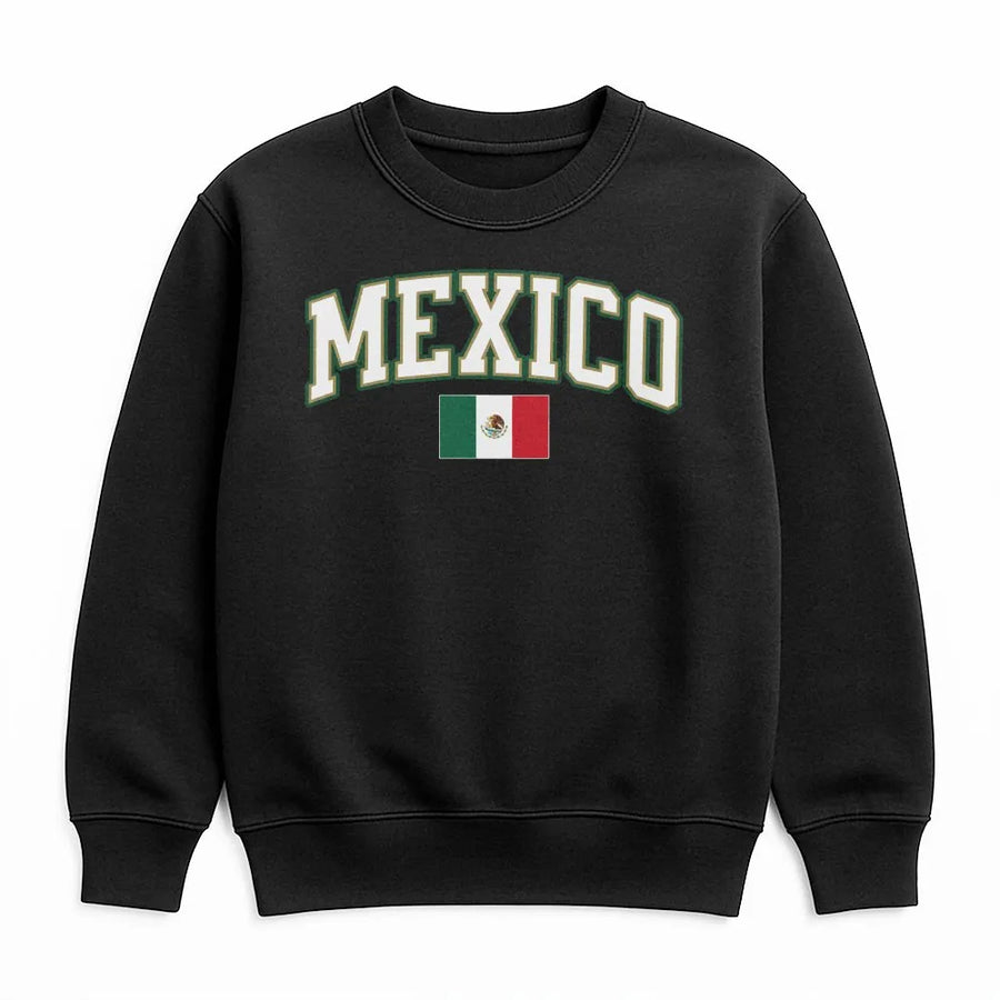 Mexico Sweatshirt | Vintage Collegiate Arch Graphic & Flag | Soft Cotton Blend Crewneck | Gift for Mexican Soccer Fan, Patriotic Pride Apparel
