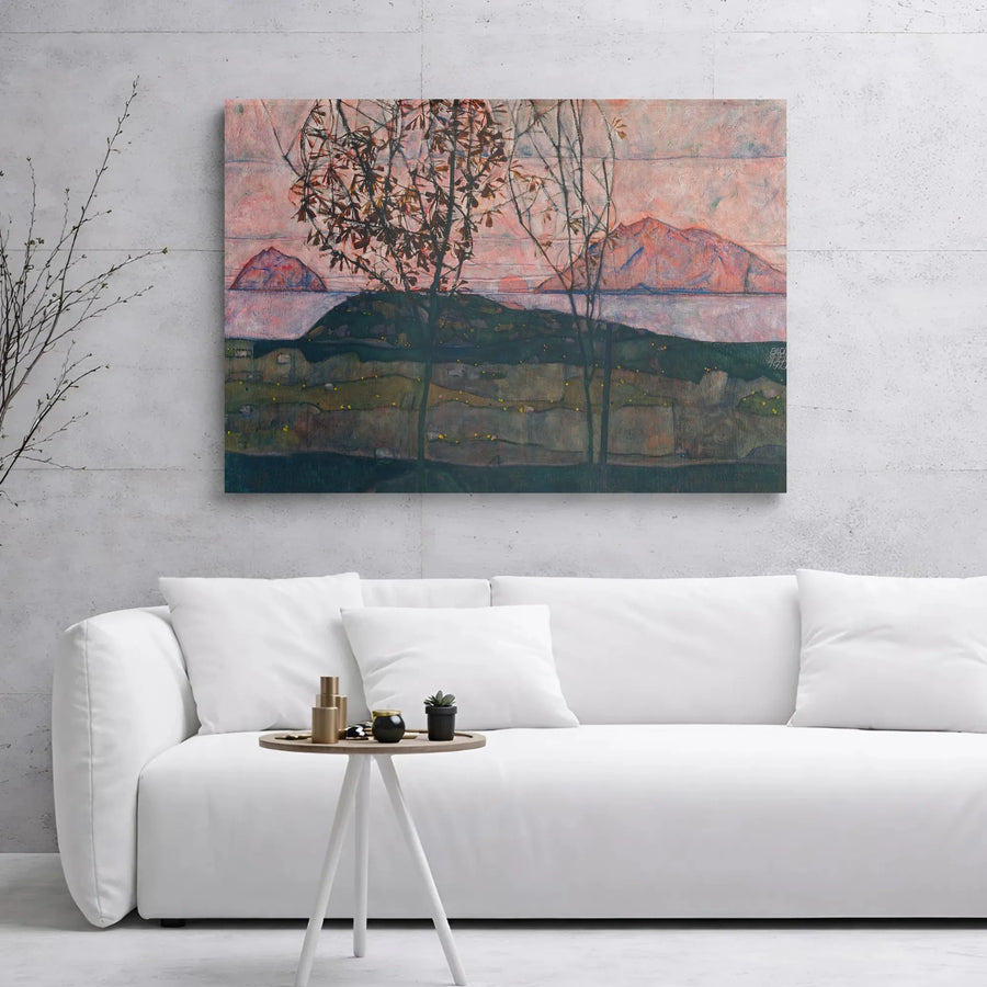 Egon Schiele Setting Sun Canvas Print | Expressionist Landscape Wall Art | Gallery Wrapped Premium Quality | Fine Art Home Office Decor Gift