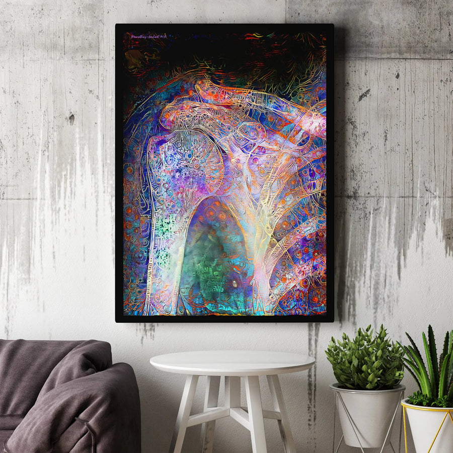 Abstract Anatomy Canvas Art | Psychedelic Human Shoulder Wall Decor | Gallery Wrapped Premium Print | Medical Office Gift for Doctor