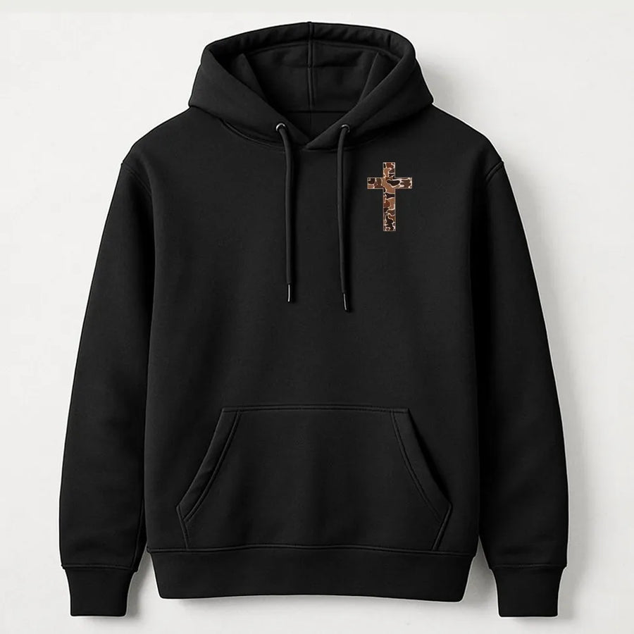 Christian Camo Cross Hoodie | I Can Do All Things Bible Verse | Premium Soft Cotton | Unisex Inspirational Faith Gift