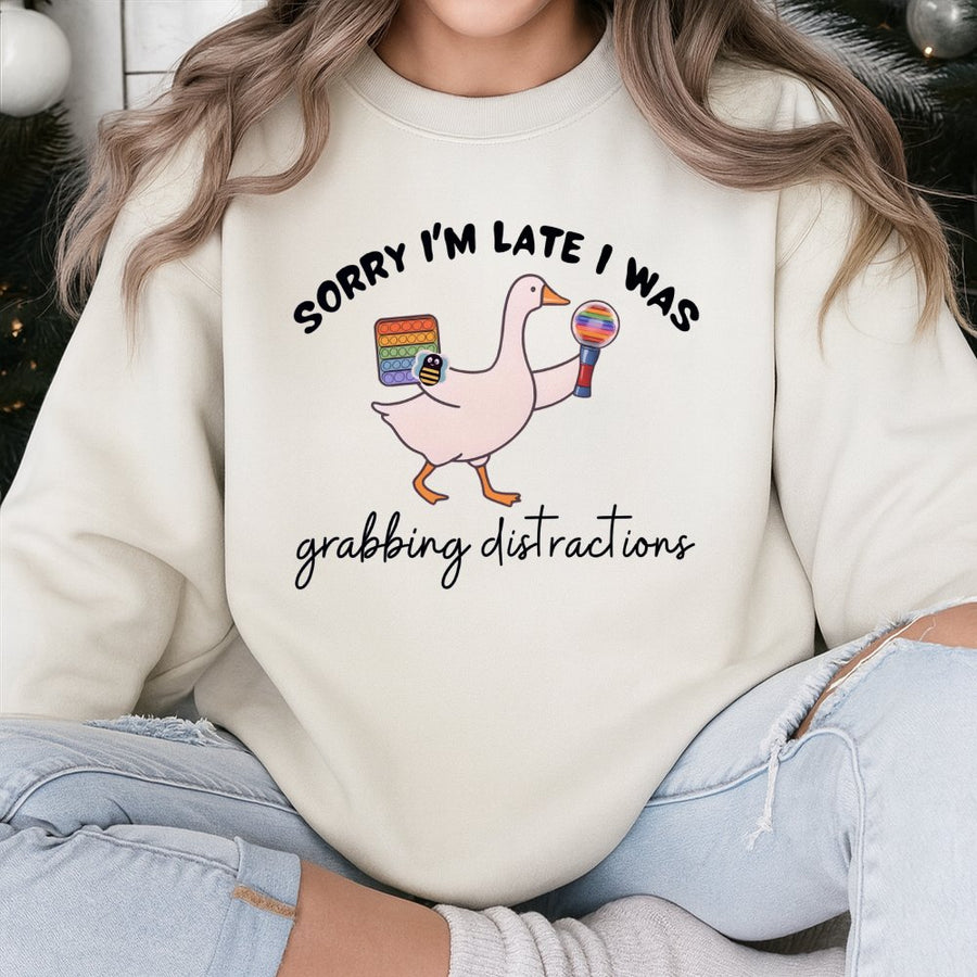 ABA Therapist Sweatshirt | Funny Goose Distraction Design | Premium Cotton Blend Crewneck | Gift for BCBA, RBT, and Autism Interventionists
