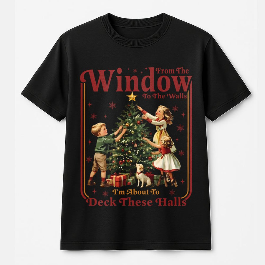 Funny Christmas T-Shirt | Retro Holiday Deck The Halls Graphic | 100% Cotton Premium Tee | Festive Gift For Xmas Party Lovers