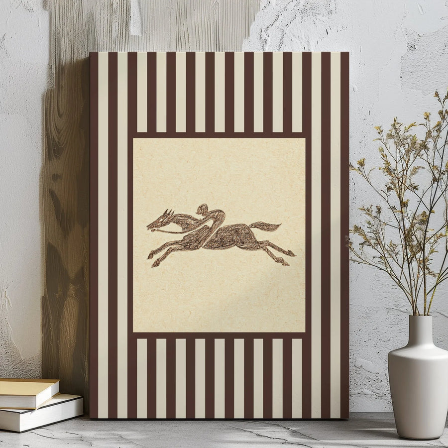 Horse Racing Wall Art | Vintage Equestrian Sketch Print | Gallery Wrap Canvas | Premium Office Decor For Horse Lovers