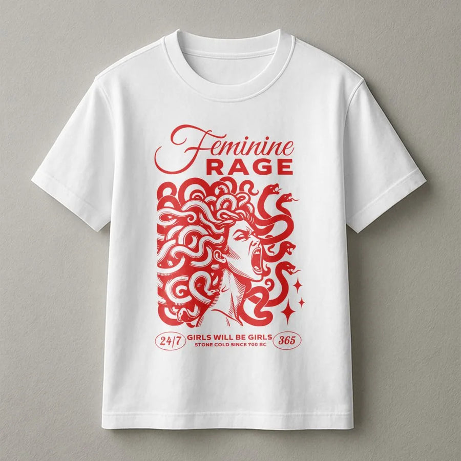 Feminine Rage Medusa T-Shirt | Greek Mythology Graphic Tee | Premium Cotton Soft Comfort | Empowering Feminist Gift For Her