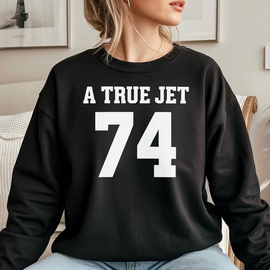 Nick Mangold #74 A True Jet Sweatshirt, New York Football Legend Tribute Sweatshirt, Retro Fan Sweatshirt For Men & Women