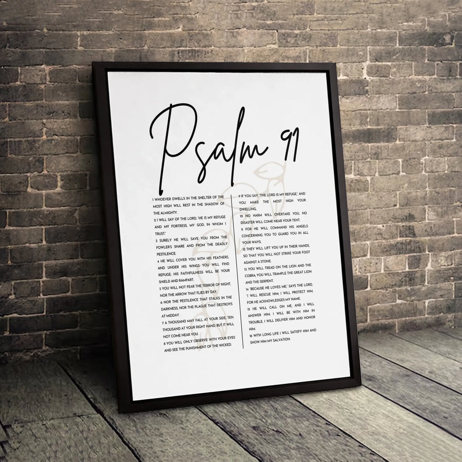 Psalm 91 Wall Art Canvas | Inspirational Bible Verse Scripture Decor | Premium Gallery-Wrapped Print | Christian Housewarming Gift for Home or Office