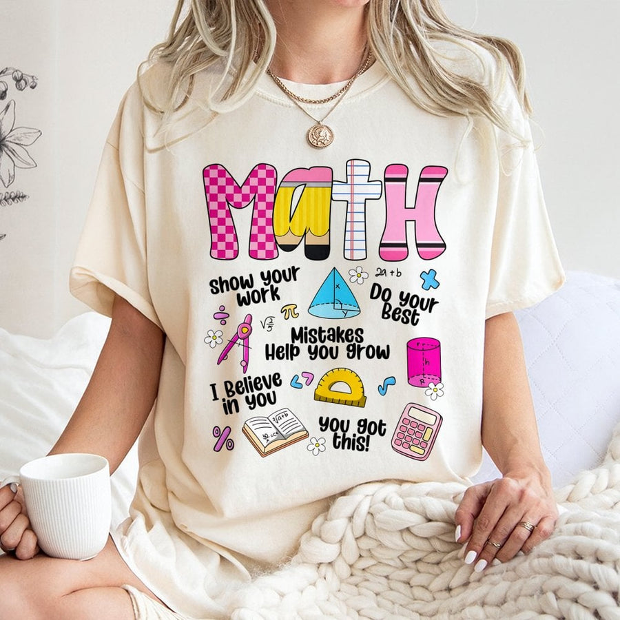 Math Teacher T-Shirt | Retro Education Graphic Design | 100% Cotton Premium Tee | Back To School Gift For Mathematicians And Educators
