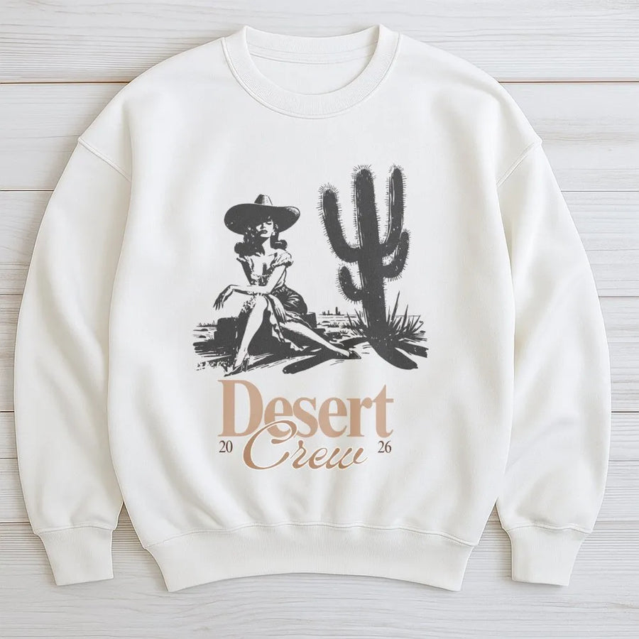 Desert Crew Sweatshirt | Vintage Western Pinup Graphic | Soft Cotton Blend Pullover | Boho Festival Apparel Gift for Her