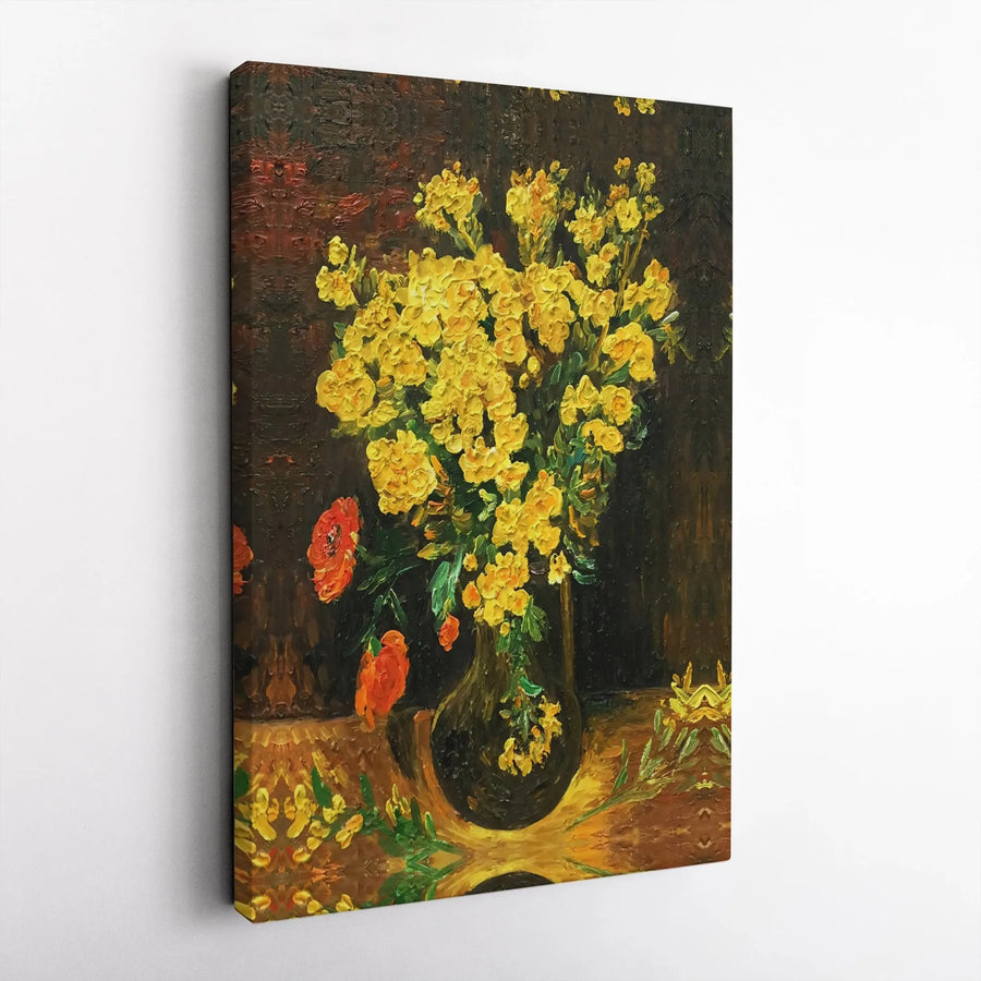 Yellow Flower Bouquet Canvas Print | Van Gogh Inspired Floral Art | Premium 1.25 Inch Gallery Wrap | Elegant Home Wall Decor Gift