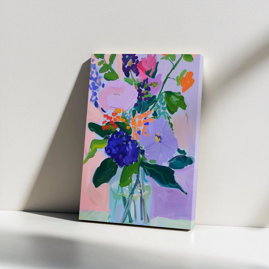 Abstract Floral Canvas Wall Art | Colorful Bouquet Oil Painting Style | Premium Gallery Wrap Print | Modern Home & Office Decor Gift